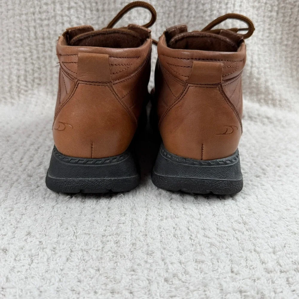 Dr.‎ Scholls Mily Brown Leather Ankle Boots Moc Toe Lace Up Womens 8.5 Earthy